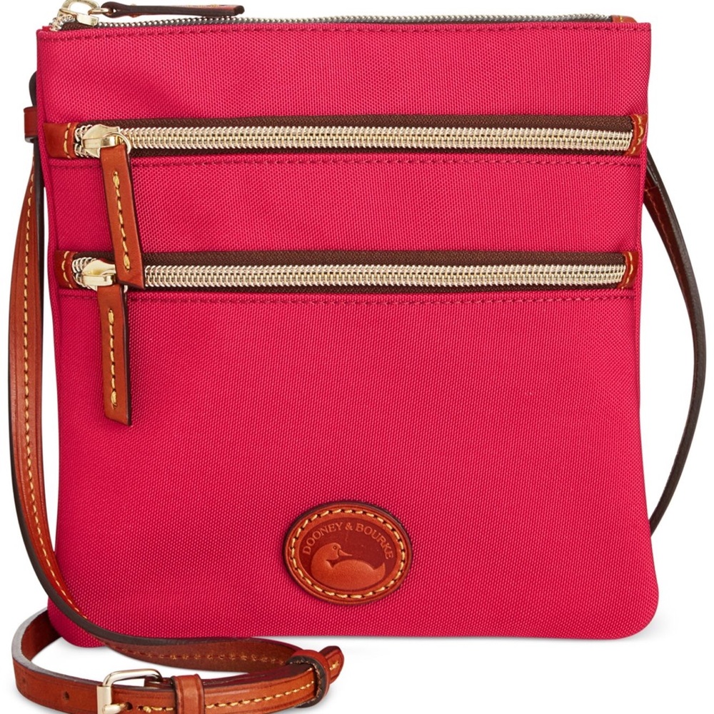 Dooney & Burke Triple Zip Crossbody Pink